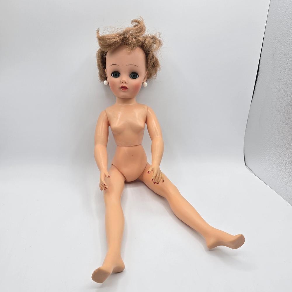 Vintage 60's 18" Twist Waist Doll Sleepy Eyes Blonde Hair Blue Eyes Unmarked